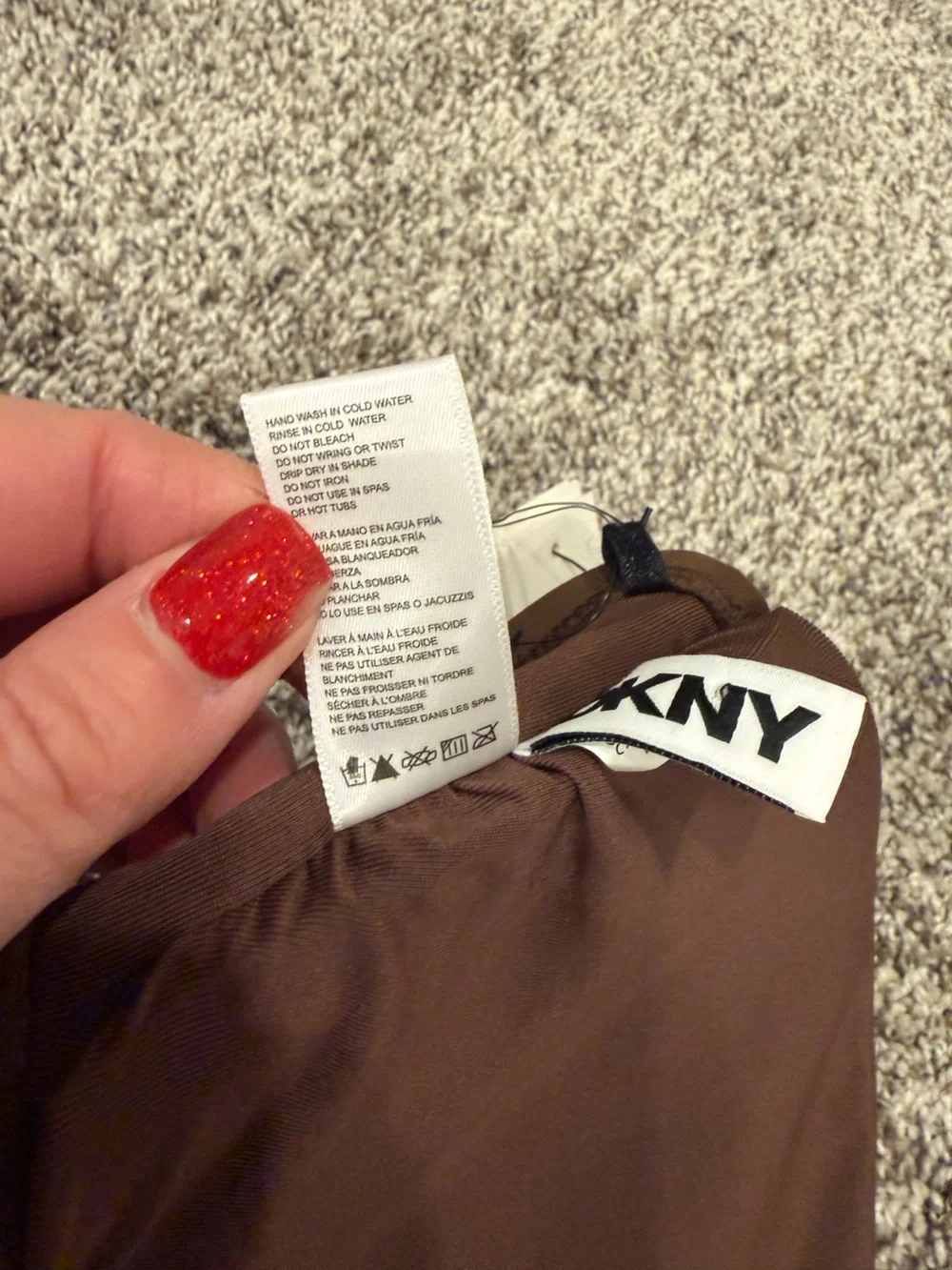 NWT DKNY Bandeau Bikini Top Brown Size Large Strapless Swim Top